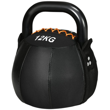 12 kg Kettlebell with steel handle - black, floor safe