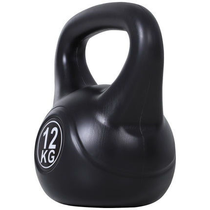 12 kg Sand-Filled Kettlebell, Black, Plastic, Beginner-Friendly