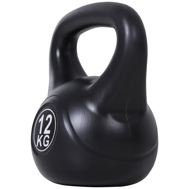 12 kg Sand-Filled Kettlebell, Black, Plastic, Beginner-Friendly