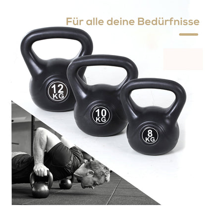 12 kg Sand-Filled Kettlebell, Black, Plastic, Beginner-Friendly