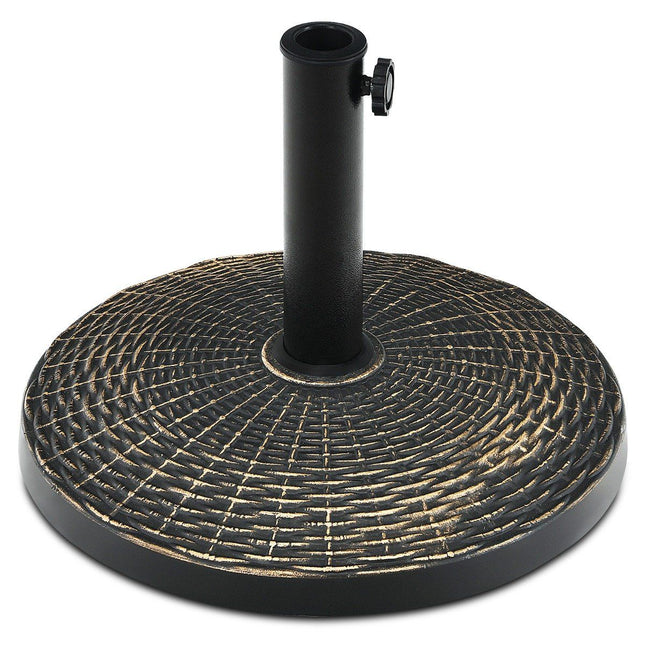 12 kg parasol base made of synthetic resin in rattan look Round umbrella stand Bronze