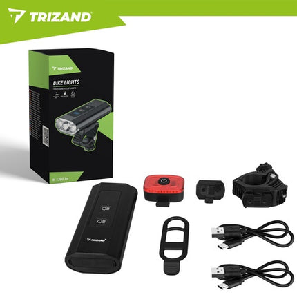1300lm LED Bike Light Kit, USB-C, IP65 Waterproof