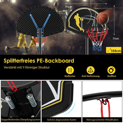 130-305cm Height Adjustable Basketball Stand with Wheels & Stand Portable Basketball Hoop