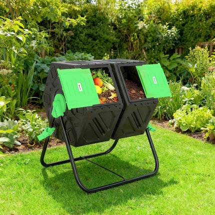 130L Dual Chamber Compost Bin with 24 Vent Holes