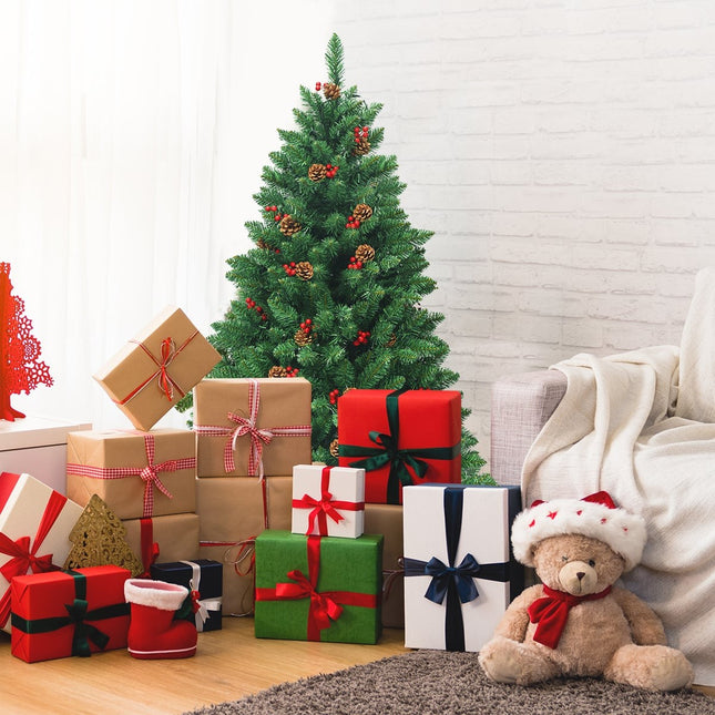 135cm Artificial Christmas Tree with LED Lights, Metal Stand