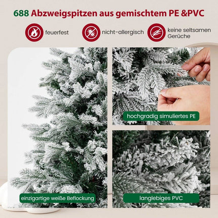 135cm Artificial Christmas Tree with Snow & 688 Mixed Branch Tips Christmas Tree