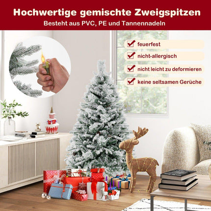 136 cm Artificial Christmas Tree with Snow & 8 Light Modes