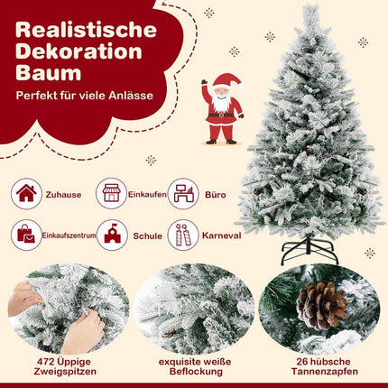 136 cm Artificial Christmas Tree with Snow & 8 Light Modes