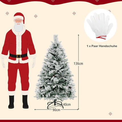 136 cm Artificial Christmas Tree with Snow & 8 Light Modes