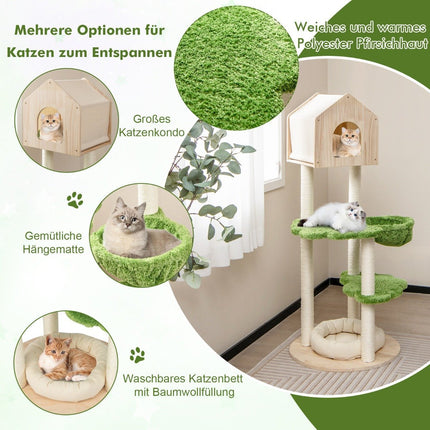 139 cm cat tree with sisal scratching posts & jumping platforms & berth & hammock