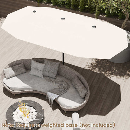 13 Ft Double-Sided Patio Umbrella, Crank, Beige
