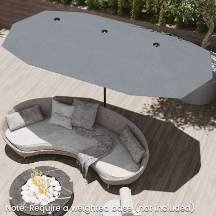 13 Ft Double-Sided Patio Umbrella, Crank Handle, Gray