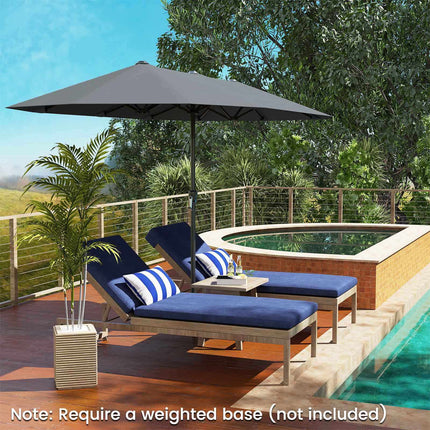 13 Ft Double-Sided Patio Umbrella, Crank Handle, Gray