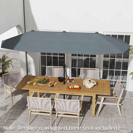 13 Ft Double-Sided Patio Umbrella, Crank Handle, Gray