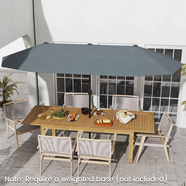 13 Ft Double-Sided Patio Umbrella, Crank Handle, Gray