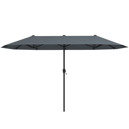 13 Ft Double-Sided Patio Umbrella, Crank Handle, Gray