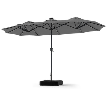 13 Ft Double-Sided Patio Umbrella with LED Lights & Base