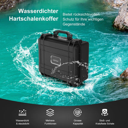 13" Hard Shell Camera Case with Adjustable Foam Insert Waterproof Case Black