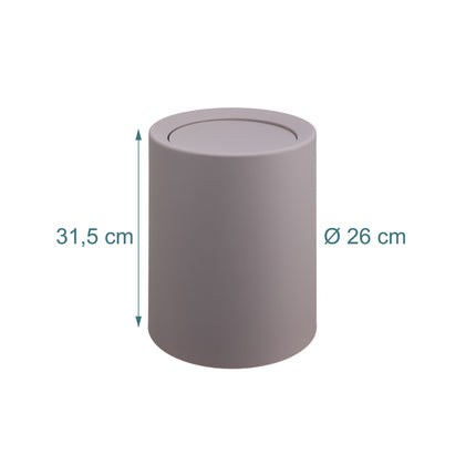 13L Swing-Lid Plastic Bin for Kitchen or Bathroom