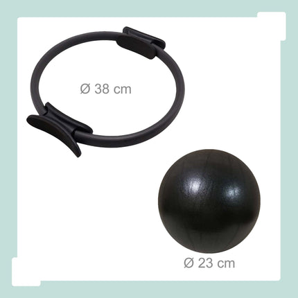 13-Piece Black Pilates Set with Bands and Weights