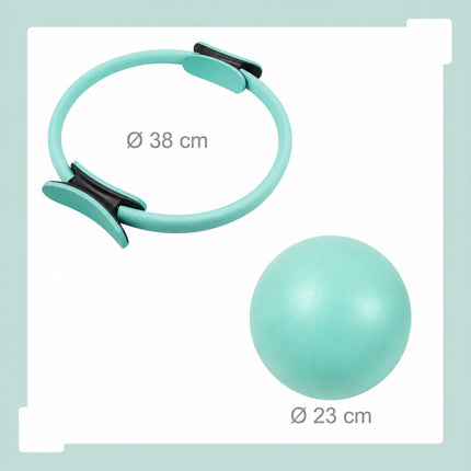 13-Piece Green Pilates Set with Ring, Ball, Bands, Weights