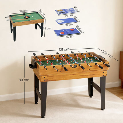 13-in-1 Game Table, Foosball, Chess, Billiards, MDF