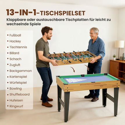 13-in-1 Game Table, Foosball, Chess, Billiards, MDF