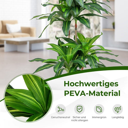 140 cm Artificial Plant Dracena with Pot & 92 Leaves Artificial Plant Artificial Tree Palm Green