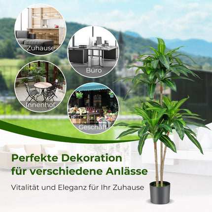 140 cm Artificial Plant Dracena with Pot & 92 Leaves Artificial Plant Artificial Tree Palm Green
