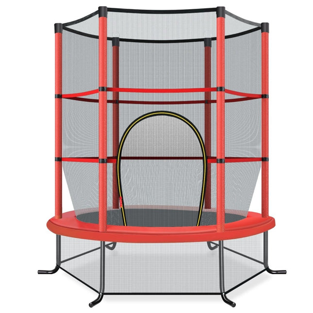 Ø140cm garden trampoline with safety net trampoline can hold up to 135KG for children aged 3 and over red
