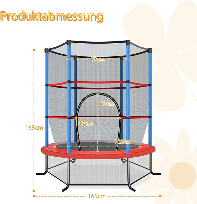 Ø140cm garden trampoline with safety net trampoline can hold up to 135 kg for children aged 3 and over, navy blue
