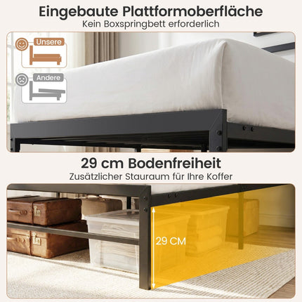 140 x 200 cm Bed Frame with LED Lights & Charging Station