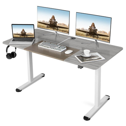140 x 70 cm Electric Height Adjustable Desk with Stop Mechanism & Hook Gray