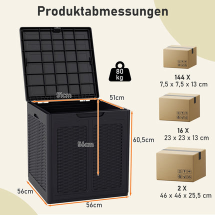 145L Outdoor Storage Box, Weatherproof, Rattan Design