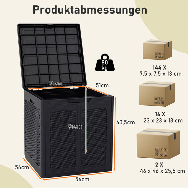 145L Outdoor Storage Box, Weatherproof, Rattan Design