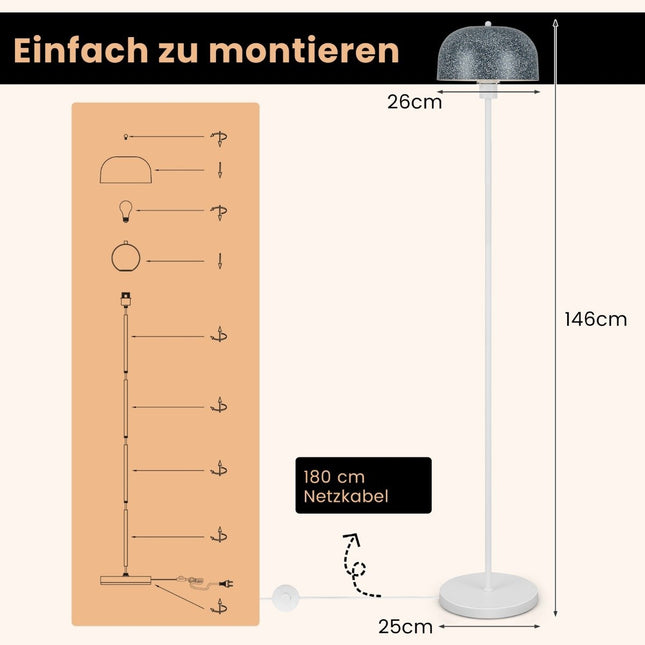146cm floor lamp with foot switch & E27 bulb base & lampshade floor lamp