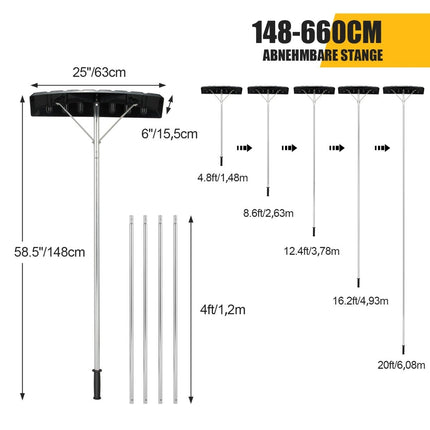 148-608 cm aluminum snow shovel with non-slip handle and silver plastic blade