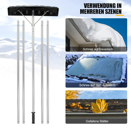 148-608 cm aluminum snow shovel with non-slip handle and silver plastic blade