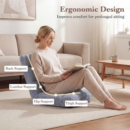 14-Position Adjustable Cushioned Floor Chair, Velvet