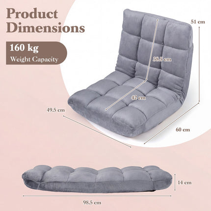 14-Position Adjustable Cushioned Floor Chair, Velvet