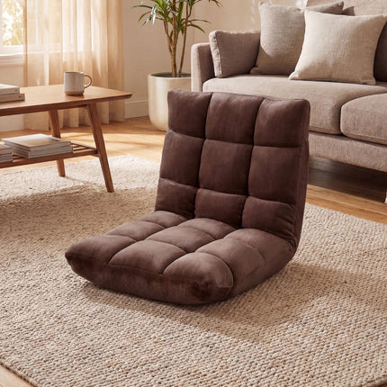 14-Position Folding Floor Chair Recliner, Flannel Cover