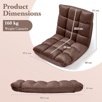 14-Position Folding Floor Chair Recliner, Flannel Cover