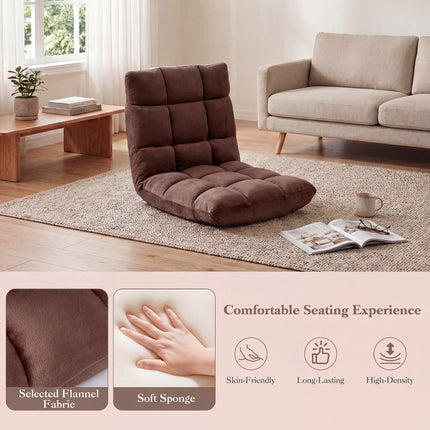 14-Position Folding Floor Chair Recliner, Flannel Cover