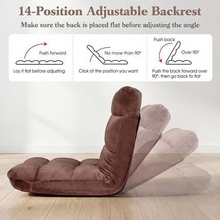 14-Position Folding Floor Chair Recliner, Flannel Cover