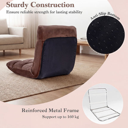 14-Position Folding Floor Chair Recliner, Flannel Cover