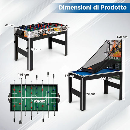 14-in-1 Multi-Game Table Set with Accessories, Black
