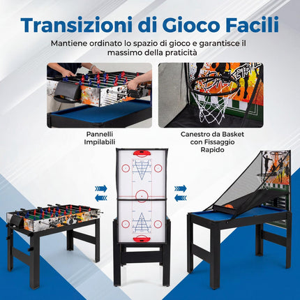 14-in-1 Multi-Game Table Set with Accessories, Black