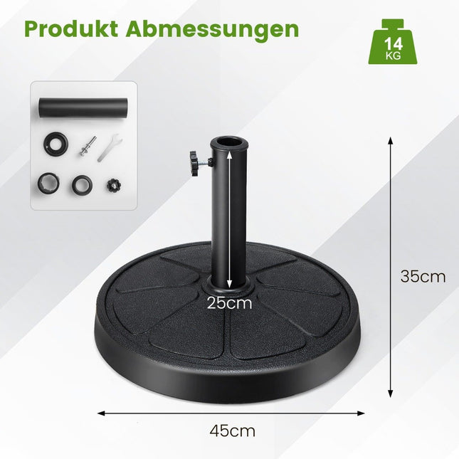14 kg heavy umbrella stand with 45 cm diameter for umbrella poles of φ38/48 mm