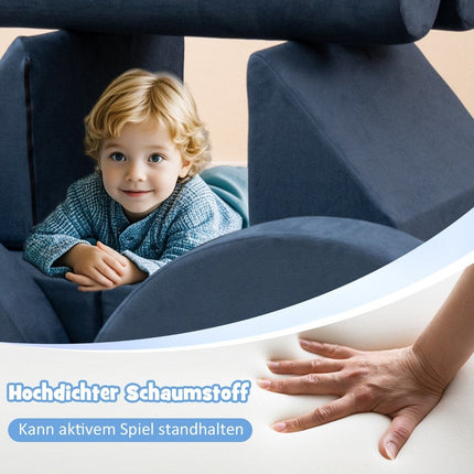 14-piece modular children's sofa play sofa made of foam building blocks sofa for climbing &amp; Crawling navy blue