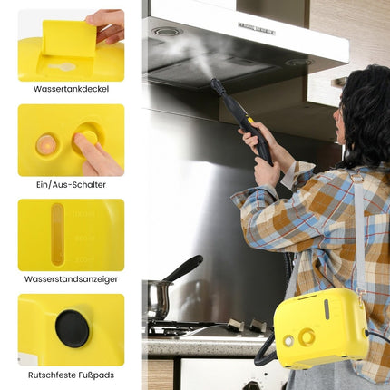 1500W Handheld Steam Cleaner, 3 Bar Pressure, 180°C Max Temp